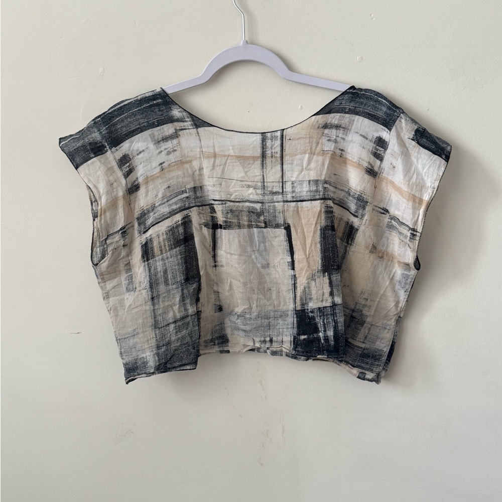 People Like Art Made in Nashville, Artisan Abstract Black and Cream Women's Top